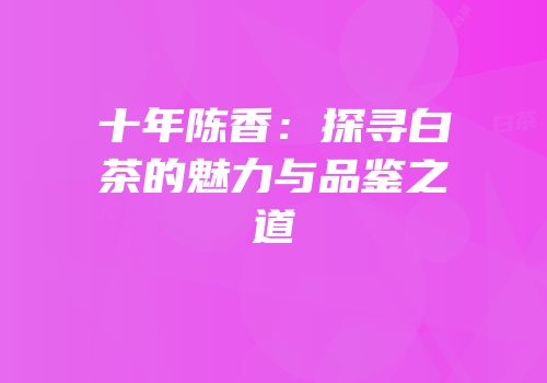 十年陈香：探寻白茶的魅力与品鉴之道