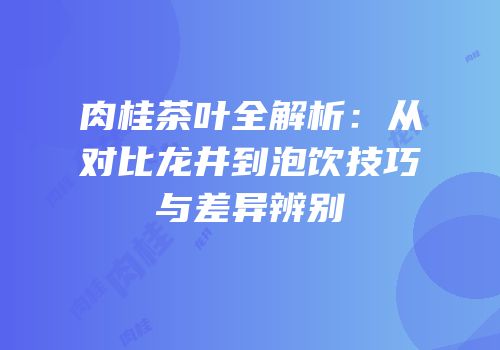 肉桂茶叶全解析：从对比龙井到泡饮技巧与差异辨别