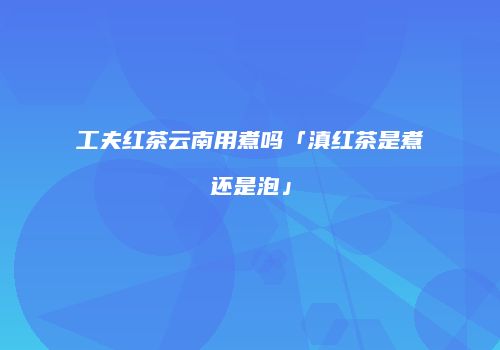 工夫红茶云南用煮吗「滇红茶是煮还是泡」