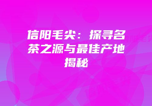 信阳毛尖：探寻名茶之源与最佳产地揭秘