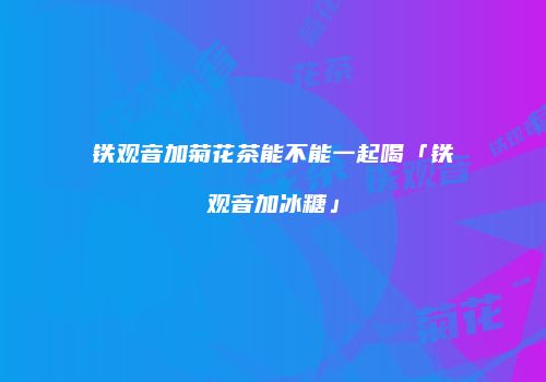 铁观音加菊花茶能不能一起喝「铁观音加冰糖」