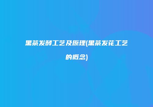 黑茶发酵工艺及原理(黑茶发花工艺的概念)
