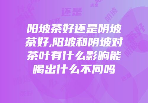 阳坡茶好还是阴坡茶好,阳坡和阴坡对茶叶有什么影响能喝出什么不同吗