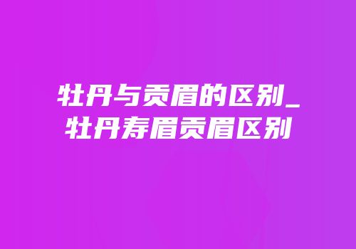 牡丹与贡眉的区别_牡丹寿眉贡眉区别