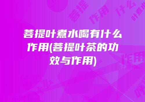 菩提叶煮水喝有什么作用(菩提叶茶的功效与作用)