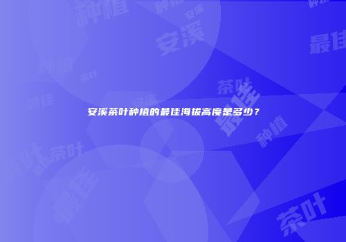 安溪茶叶种植的最佳海拔高度是多少？