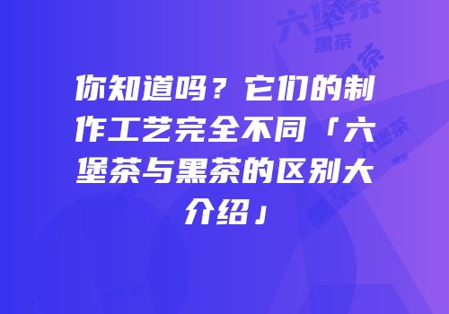 你知道吗？它们的制作工艺完全不同「六堡茶与黑茶的区别大介绍」