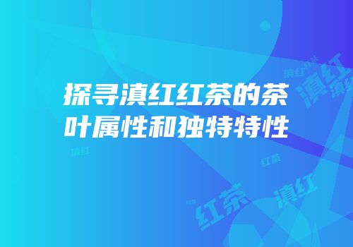 探寻滇红红茶的茶叶属性和独特特性