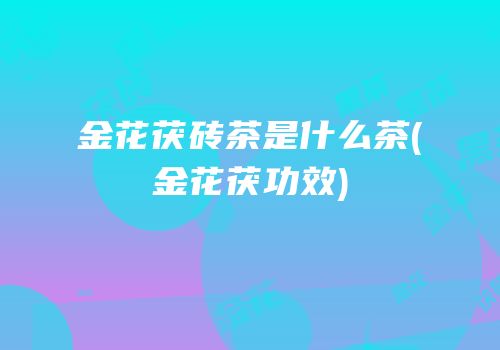 金花茯砖茶是什么茶(金花茯功效)