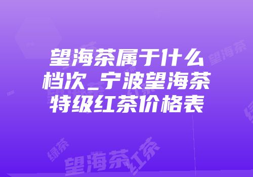 望海茶属于什么档次_宁波望海茶特级红茶价格表