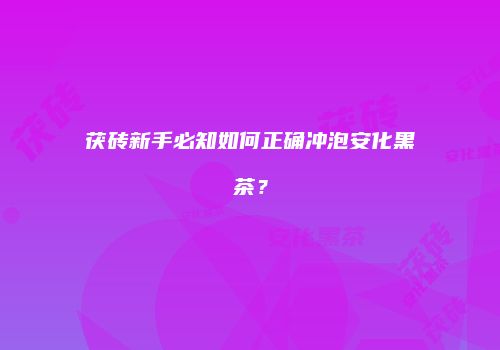 茯砖新手必知如何正确冲泡安化黑茶？