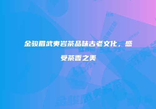 金骏眉武夷岩茶品味古老文化，感受茶香之美