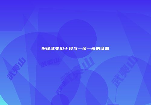 探秘武夷山十怪与一茶一瓷的诗意