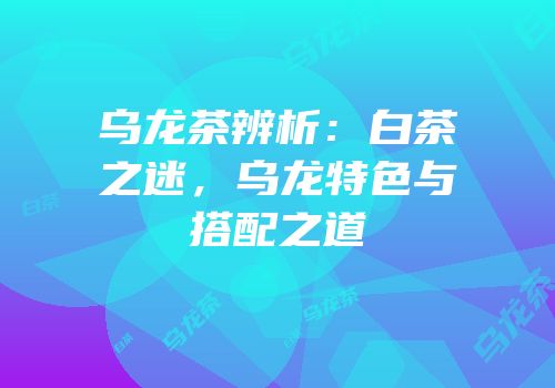 乌龙茶辨析：白茶之迷，乌龙特色与搭配之道