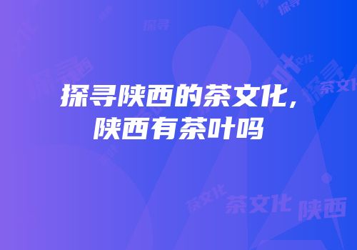 探寻陕西的茶文化,陕西有茶叶吗