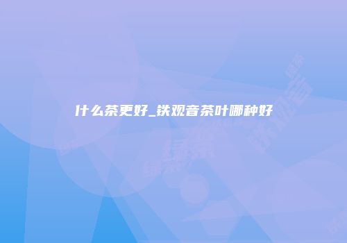 什么茶更好_铁观音茶叶哪种好