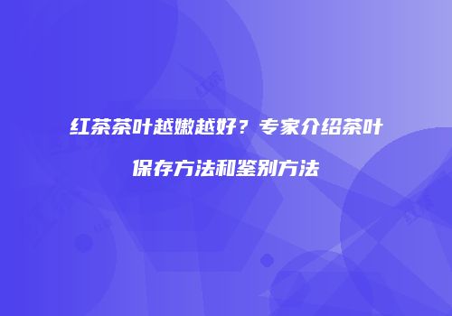红茶茶叶越嫩越好？专家介绍茶叶保存方法和鉴别方法