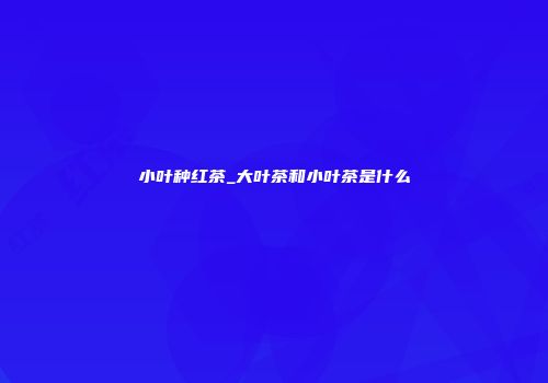 小叶种红茶_大叶茶和小叶茶是什么