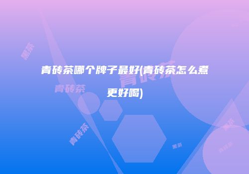 青砖茶哪个牌子最好(青砖茶怎么煮更好喝)