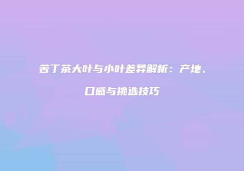 苦丁茶大叶与小叶差异解析：产地、口感与挑选技巧