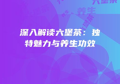 深入解读六堡茶：独特魅力与养生功效