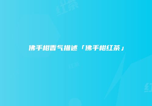 佛手柑香气描述「佛手柑红茶」