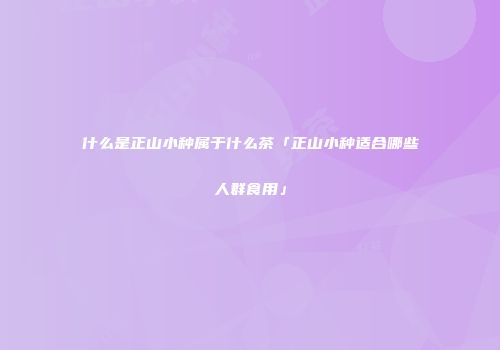 什么是正山小种属于什么茶「正山小种适合哪些人群食用」