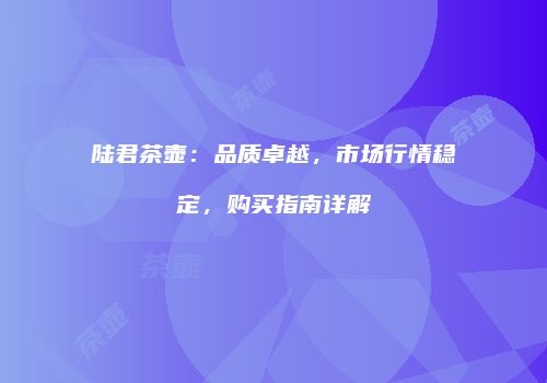 陆君茶壶：品质卓越，市场行情稳定，购买指南详解