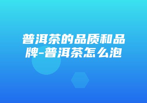 普洱茶的品质和品牌-普洱茶怎么泡