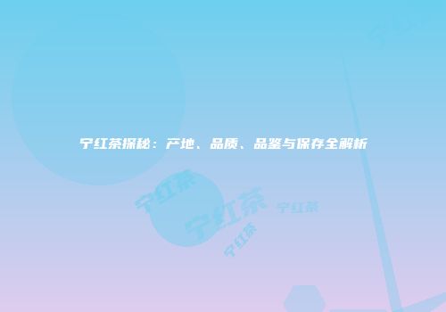 宁红茶探秘：产地、品质、品鉴与保存全解析