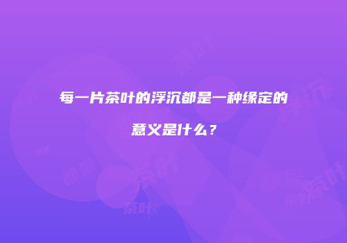每一片茶叶的浮沉都是一种缘定的意义是什么？