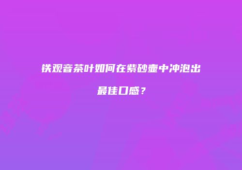 铁观音茶叶如何在紫砂壶中冲泡出最佳口感？