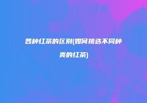 各种红茶的区别(如何挑选不同种类的红茶)
