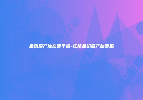 金骏眉产地在哪个省-红茶金骏眉产自哪里