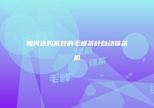如何选购高效的毛峰茶叶自动筛茶机