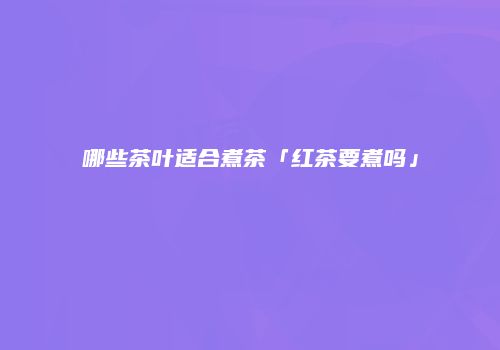 哪些茶叶适合煮茶「红茶要煮吗」