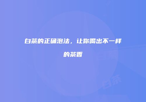 白茶的正确泡法，让你喝出不一样的茶香