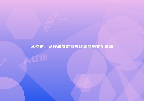 大红袍：从民间奇茶到宫廷贡品的文化传承