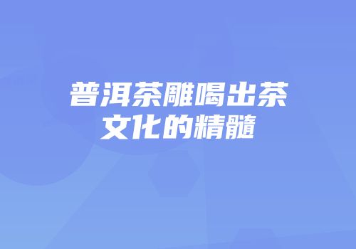 普洱茶雕喝出茶文化的精髓