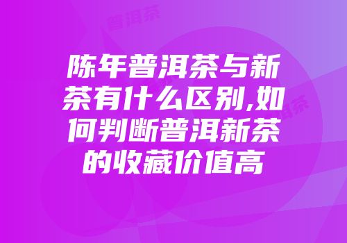 陈年普洱茶与新茶有什么区别,如何判断普洱新茶的收藏价值高