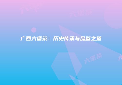 广西六堡茶：历史传承与品鉴之道
