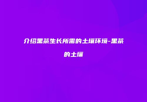 介绍黑茶生长所需的土壤环境-黑茶的土壤