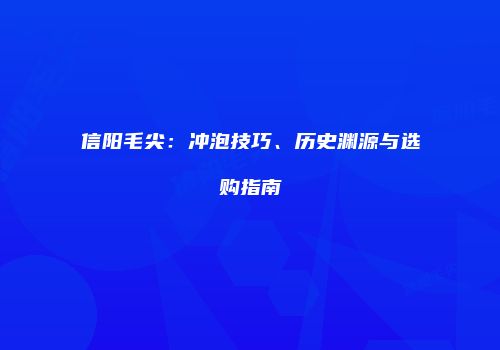 信阳毛尖：冲泡技巧、历史渊源与选购指南