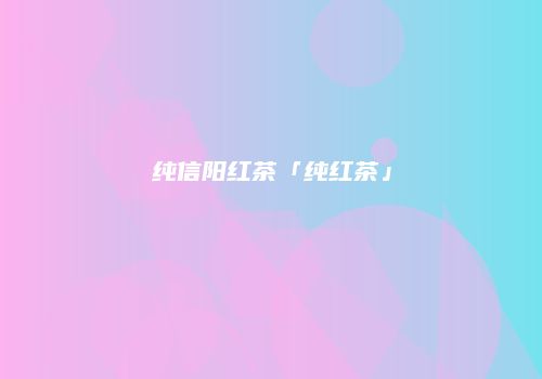 纯信阳红茶「纯红茶」
