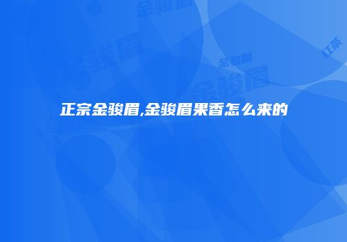 正宗金骏眉,金骏眉果香怎么来的