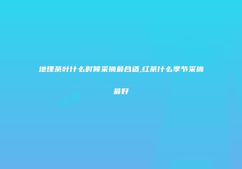 地理茶叶什么时候采摘最合适,红茶什么季节采摘最好