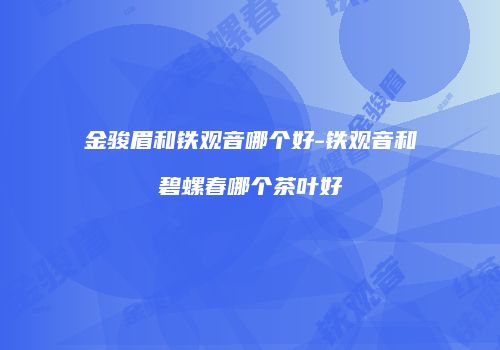 金骏眉和铁观音哪个好-铁观音和碧螺春哪个茶叶好