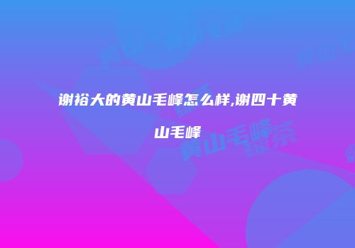谢裕大的黄山毛峰怎么样,谢四十黄山毛峰