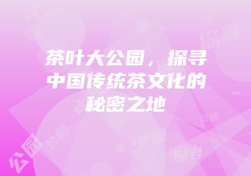 茶叶大公园，探寻中国传统茶文化的秘密之地
