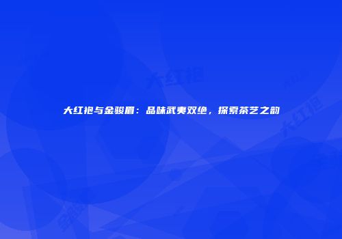 大红袍与金骏眉：品味武夷双绝，探索茶艺之韵